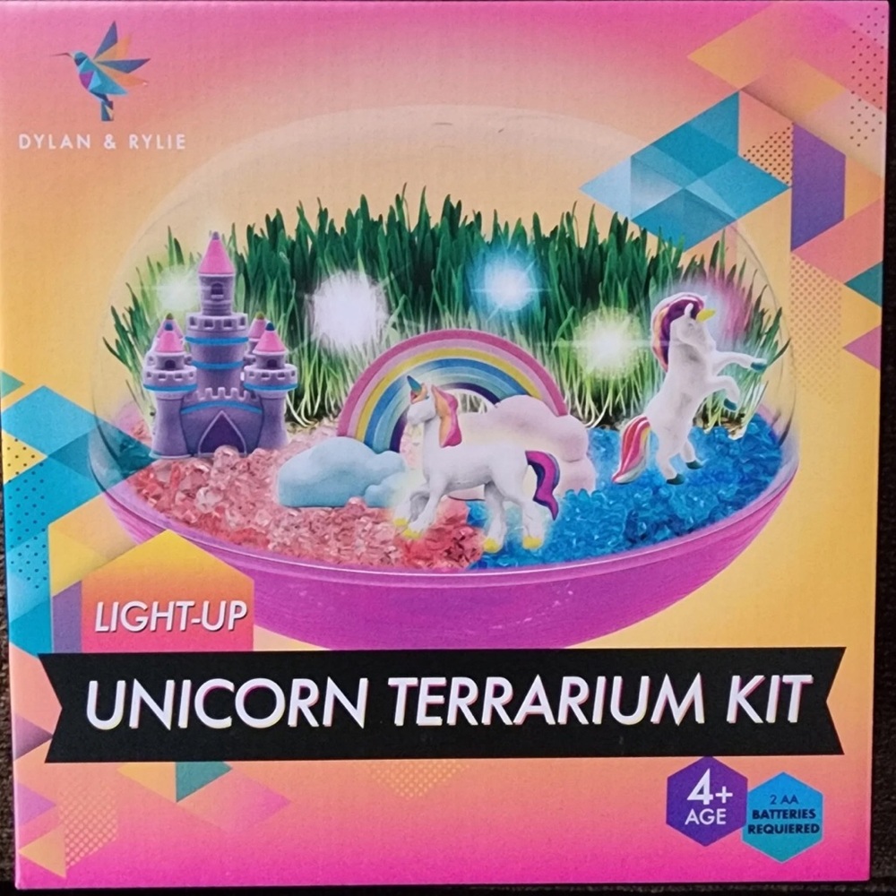 Unicorn Garden Terrarium Kit by Dylan & Rylie- Lights Up. Kids NEW